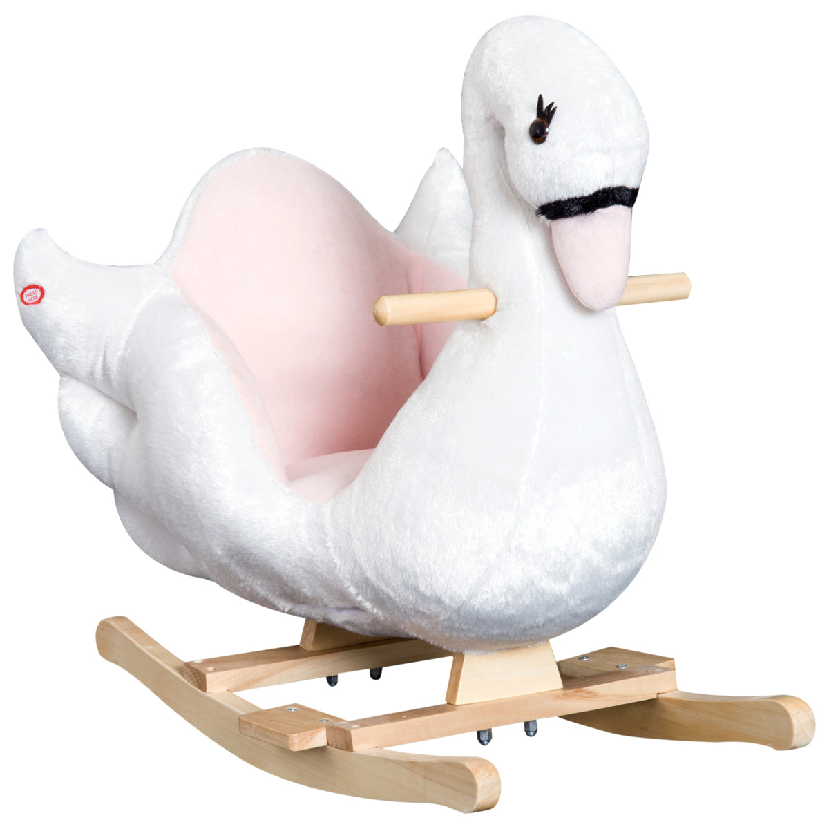Jouet à bascule cygne à bascule pour enfant de 18 mois et plus fonction musique pieds en bois - blanc et rose-0