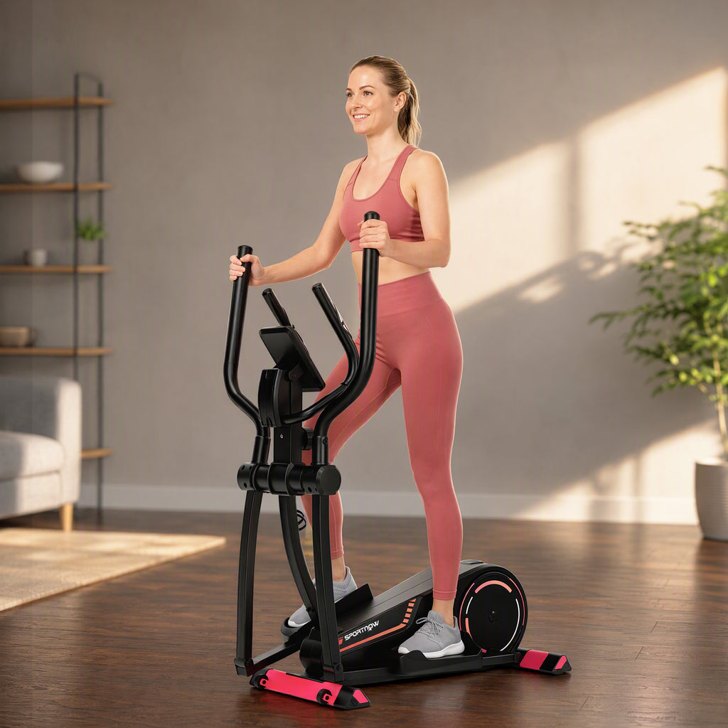 Vélo elliptique d’appartement, résistance réglable à 16 niveaux, Bluetooth, compatible appli-9
