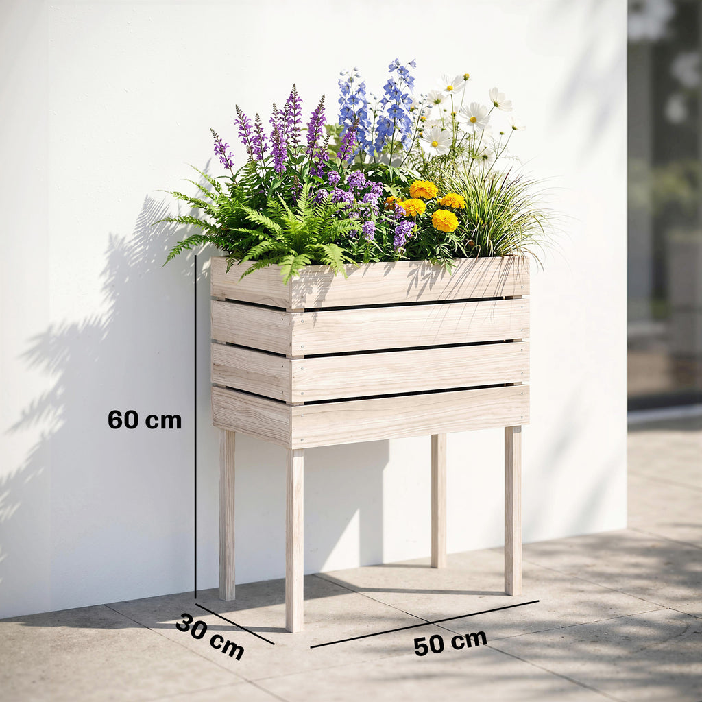 Jardinières sur Pieds carrés potagers - Lot de 4 jardinières sur Pied modulables - 50L x 30l x 60H cm-2