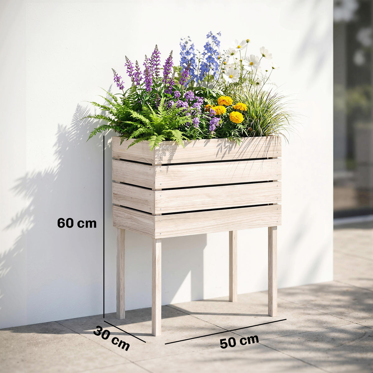Jardinières sur Pieds carrés potagers - Lot de 4 jardinières sur Pied modulables - 50L x 30l x 60H cm-2