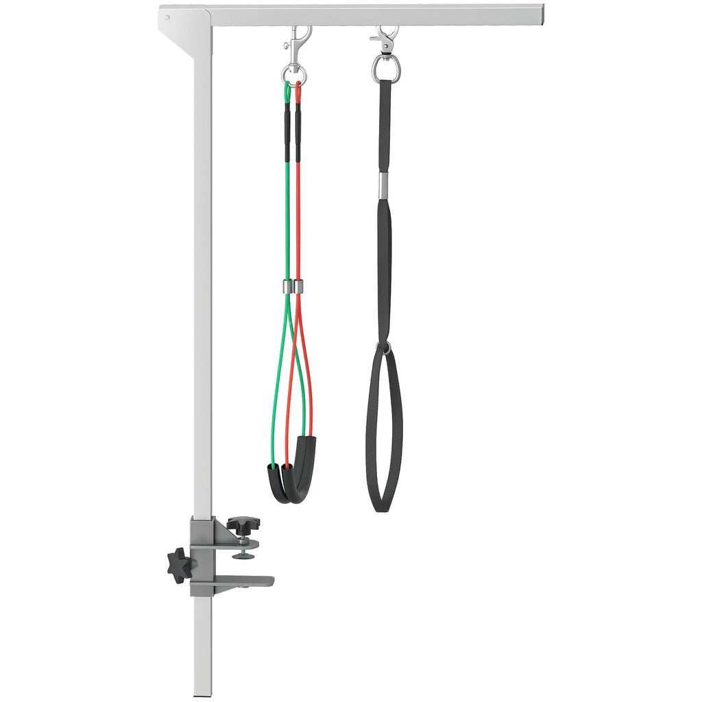 Bras de toilettage pliable pour animaux de compagnie en acier inoxydable avec collier de serrage pour chiens de grande et petite taille hauteur réglable max. 74 cm-0