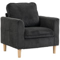 Fauteuil de salon en velours côtelé, canapé 1 place rembourré, assise large, coussin à ressorts, 83x74x87cm, Gris Foncé-0
