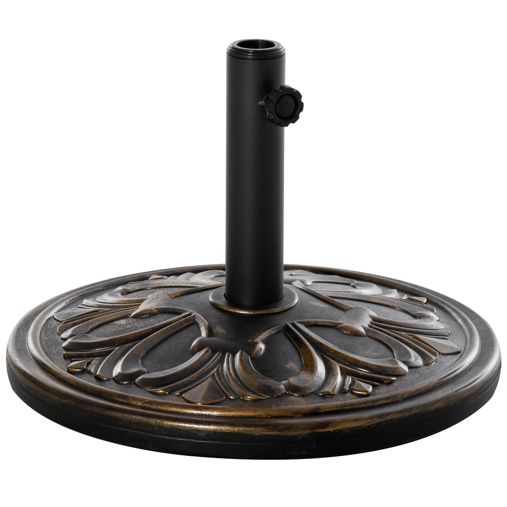 Pied de parasol rond base de lestage Ø 48 x 34H cm ciment HDPE motif fleurs de lys poids net 13 Kg noir doré-0