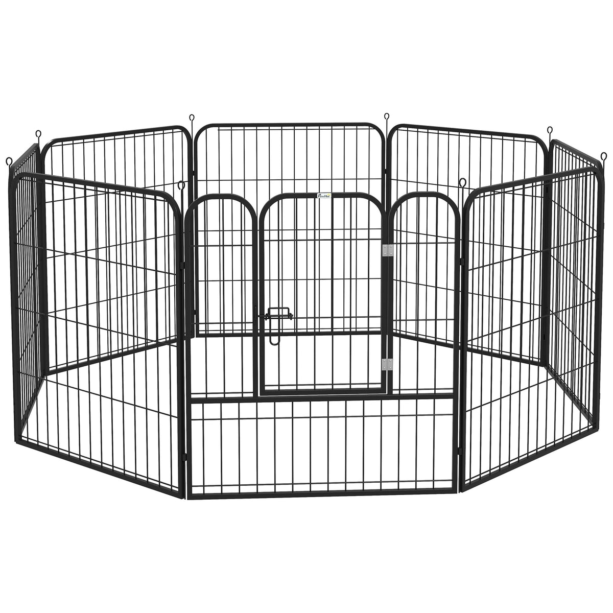 Luxe parc enclos modulable acier époxy porte verrouillable pour chiens, lapins, rongeurs, petits animaux, intérieur et extérieur 80 x 80 cm noir-0