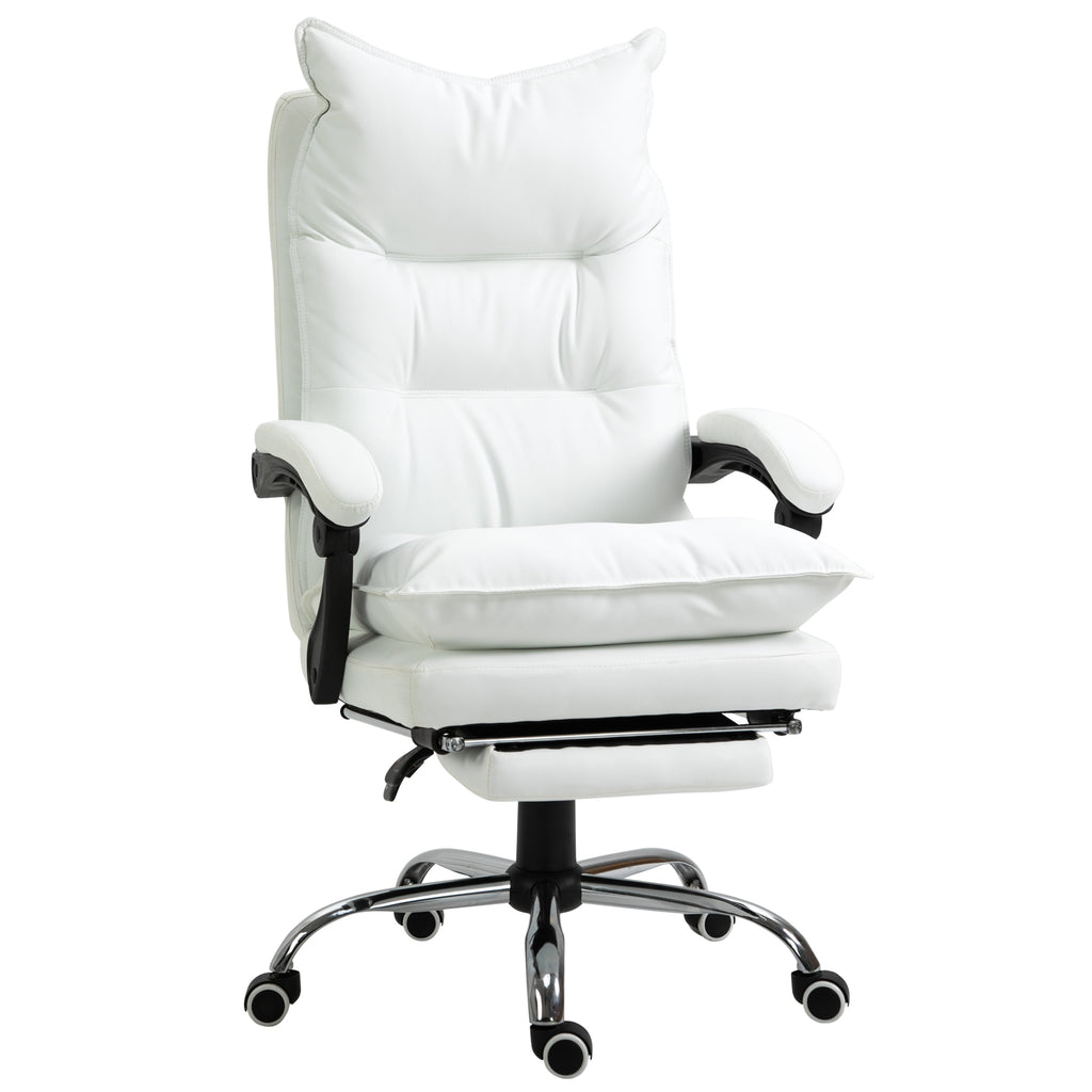 Fauteuil de bureau, chaise bureau ergonomique avec dossier inclinable, hauteur réglable, 66 x 72 x 130 cm, blanc-0