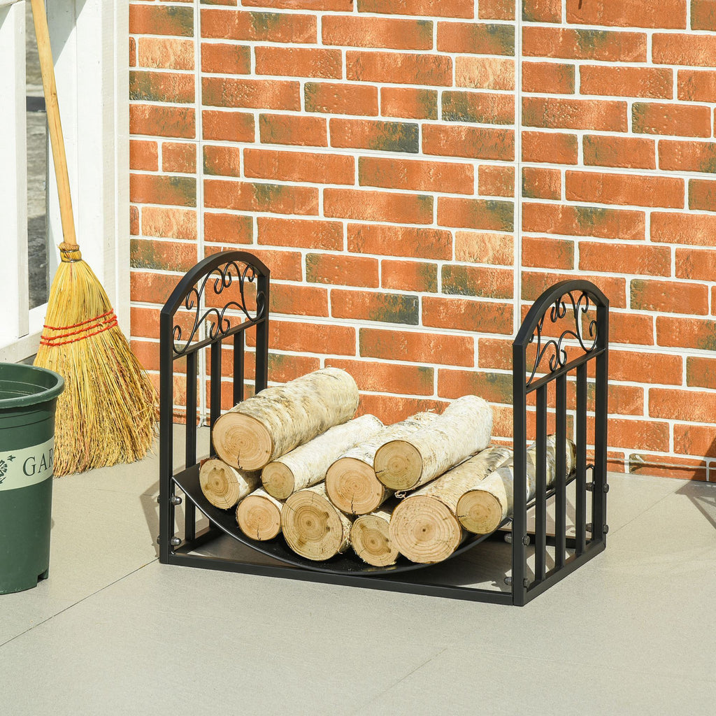 Range bûches Porte-bûches range rack à bûches support étagère à bois de cheminée charge max. 60 kg dim. 60,5L x 36l x 46,5H cm métal époxy noir-9