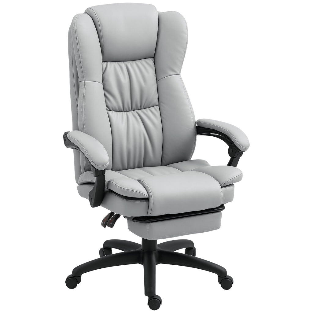 Fauteuil de bureau massant, chaise de bureau avec hauteur réglable, dossier inclinable et télécommande filaire, gris-0