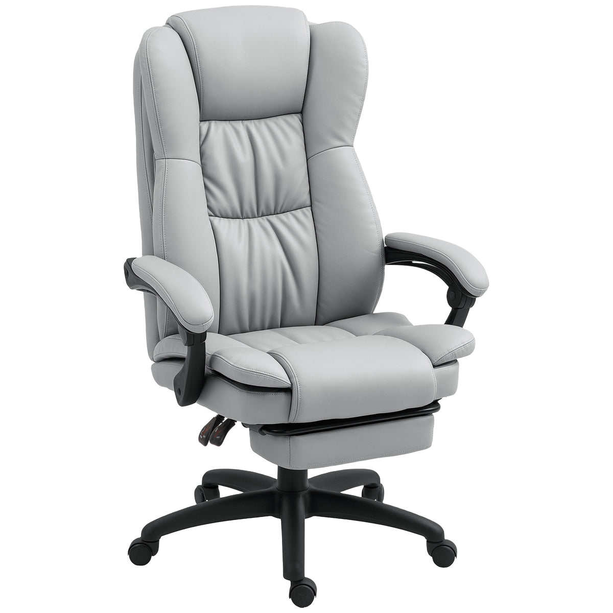 Fauteuil de bureau massant, chaise de bureau avec hauteur réglable, dossier inclinable et télécommande filaire, gris-0