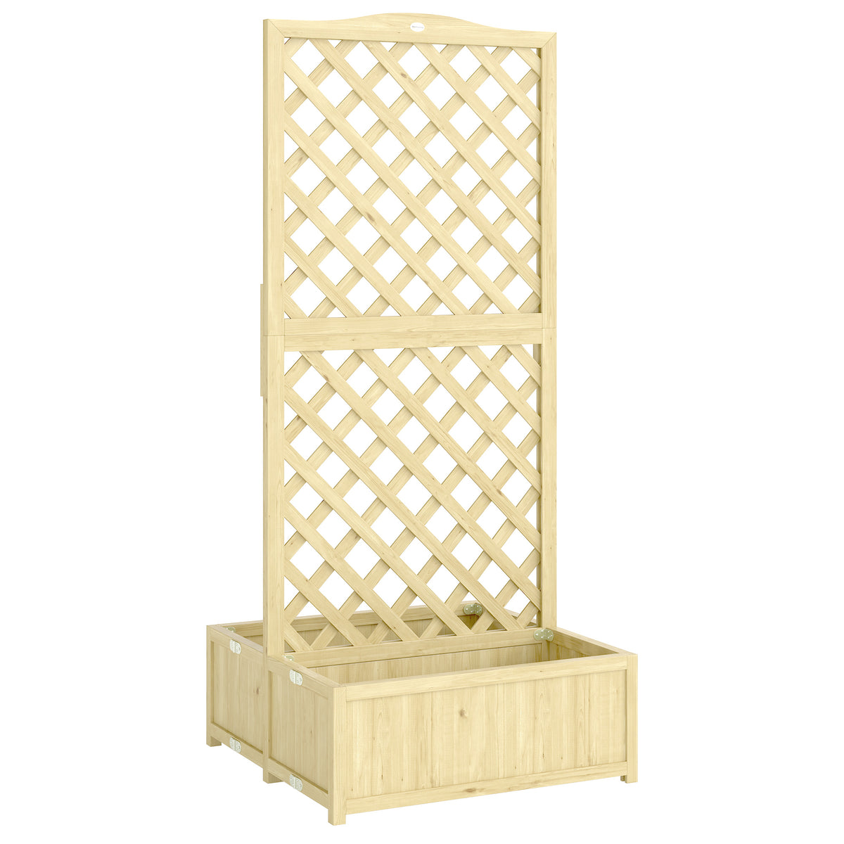 Jardinière avec Treillis Carré Potager Bois Pliable Double Bac à Fleurs pour Plantes Grimpantes 73 x 70 x 170 cm Naturel-0