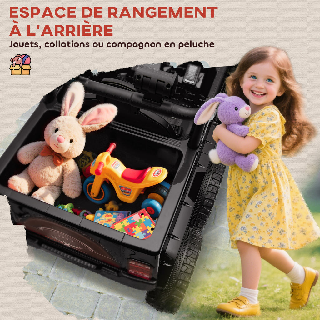 Voiture électrique enfant buggy électrique enfant 2 moteurs 12 V 3 vitesses remorque arrière 122L x 62,5l x 65H cm noir-4