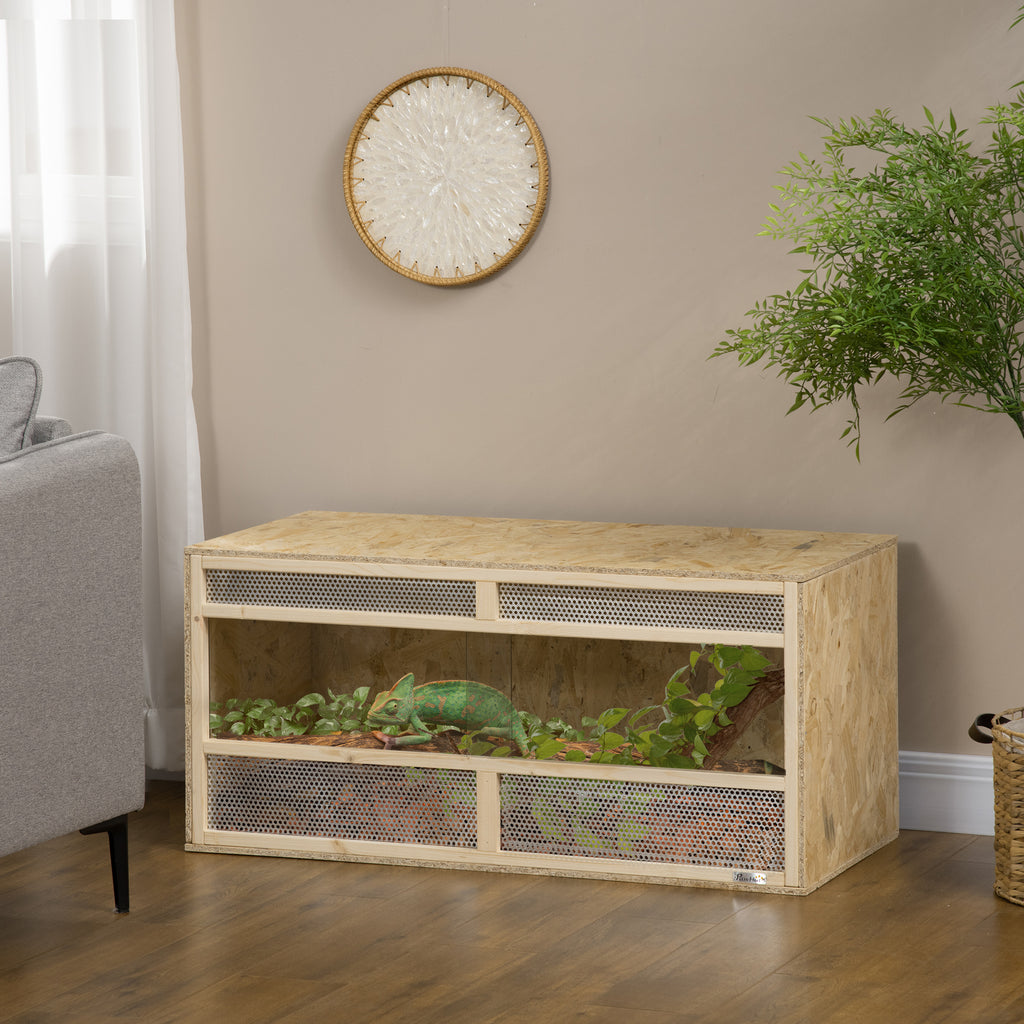 Terrarium en bois OSB pour reptiles avec porte coulissante en verre - 100 x 47 x 47 cm naturel-9
