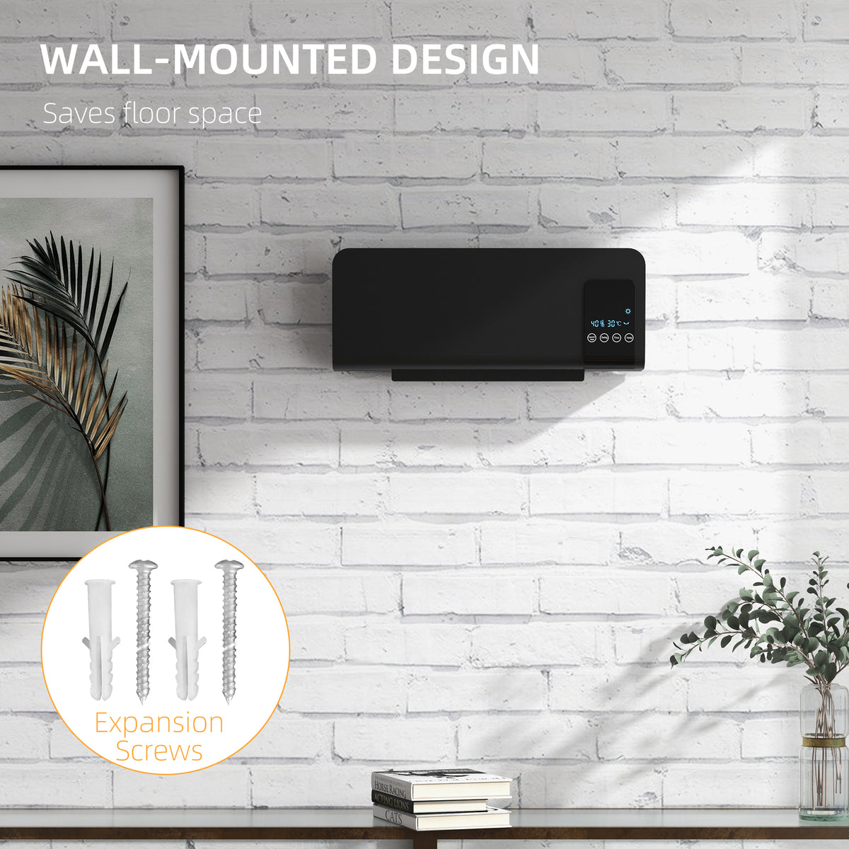 Radiateur soufflant mural chauffage céramique PTC - 1000 W / 2000 W oscillation minuterie avec télécommande noir-7