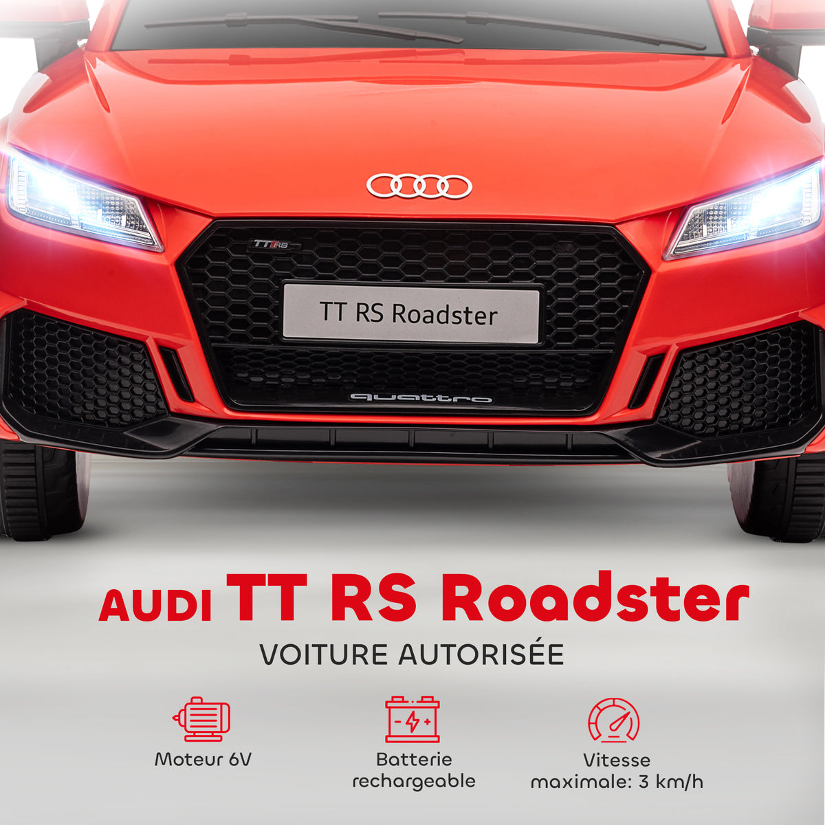 Véhicule électrique Enfant TT RS 12 V 30 W V. Max. 3 Km/h télécommande Effets sonores + Lumineux Rouge-3