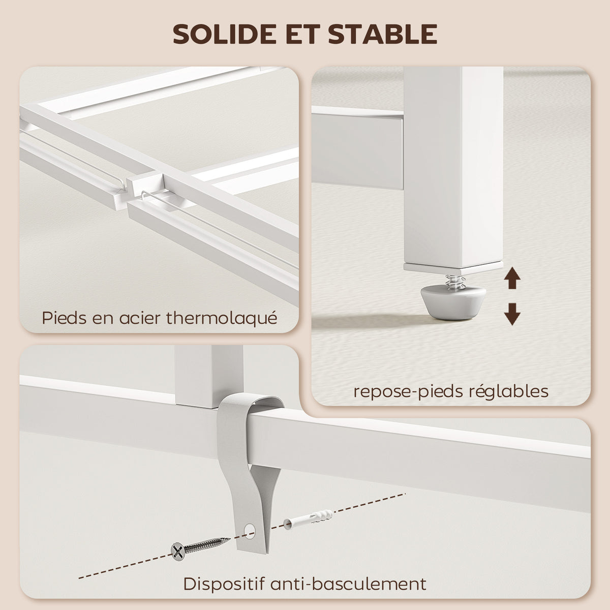 Bureau d'ordinateur pliable avec support d'écran, pour chambre, petits espaces, 100 x 48 x 87,5 cm, blanc-5