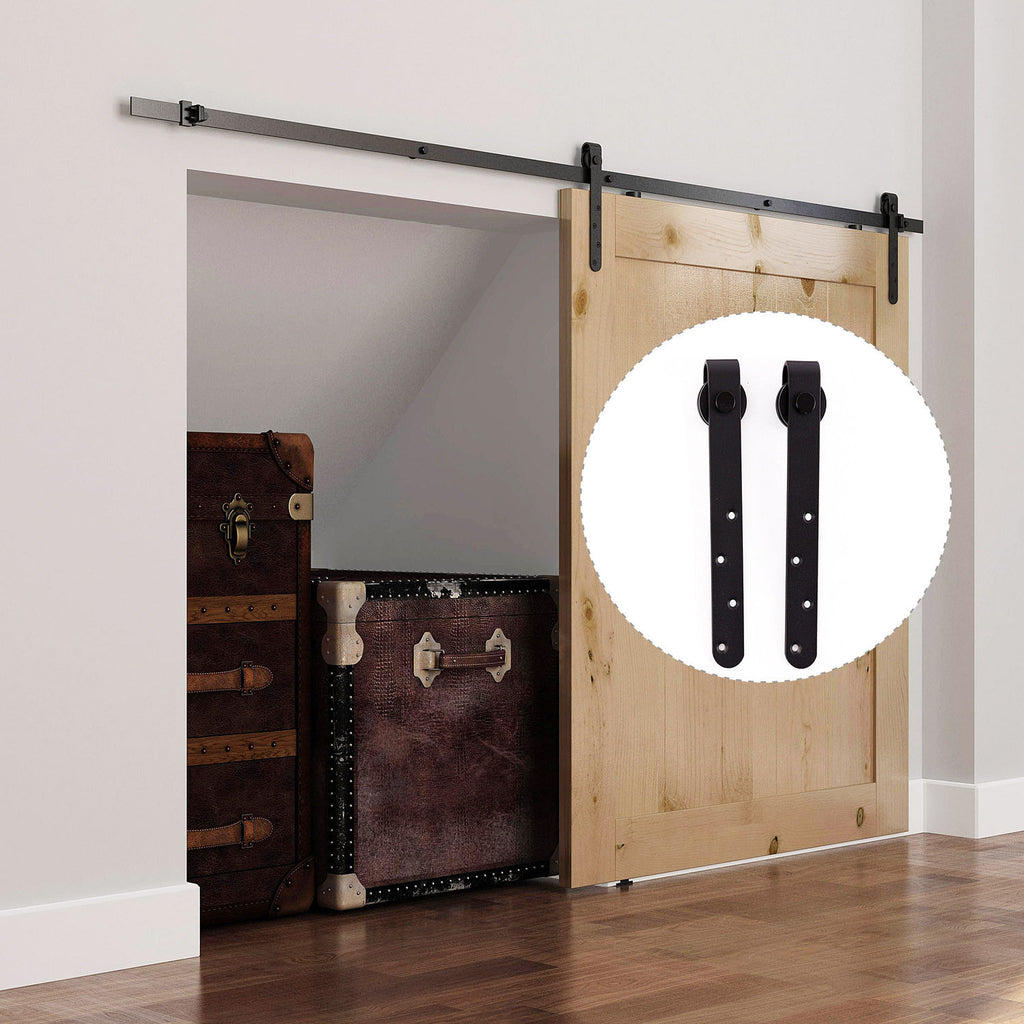 Kit de Porte Coulissante, Système Galandage avec Porte Épaisseur 20-25 mm, Largeur Max. 0,9 m, Charge 20 kg, Acier Noir-5