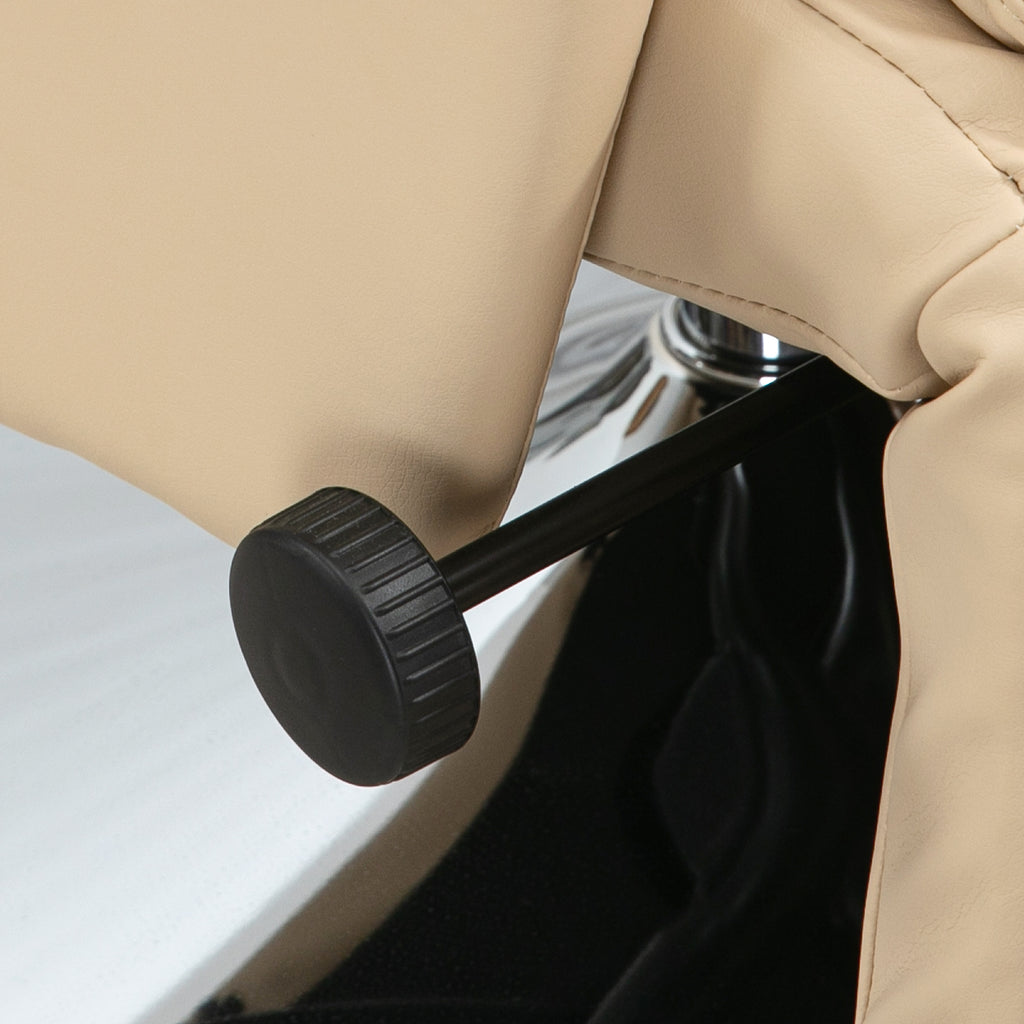 Fauteuil inclinable pivotant repose-pied réglable accoudoirs piètement acier chromé revêtement synthétique PU beige-8