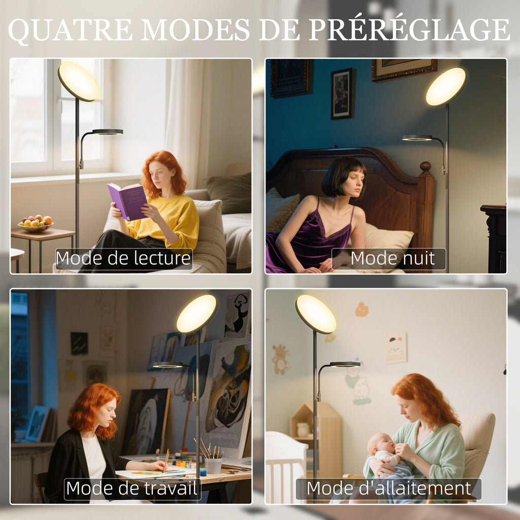 Lampadaire LED 42W dimmable 2700K-6500K 4 couleurs variation continue, 4 modes scène, télécommande et contrôle tactile-4