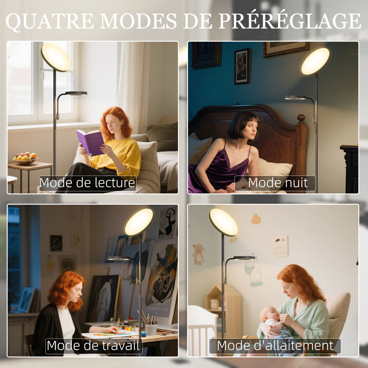 Lampadaire LED 42W dimmable 2700K-6500K 4 couleurs variation continue, 4 modes scène, télécommande et contrôle tactile-4