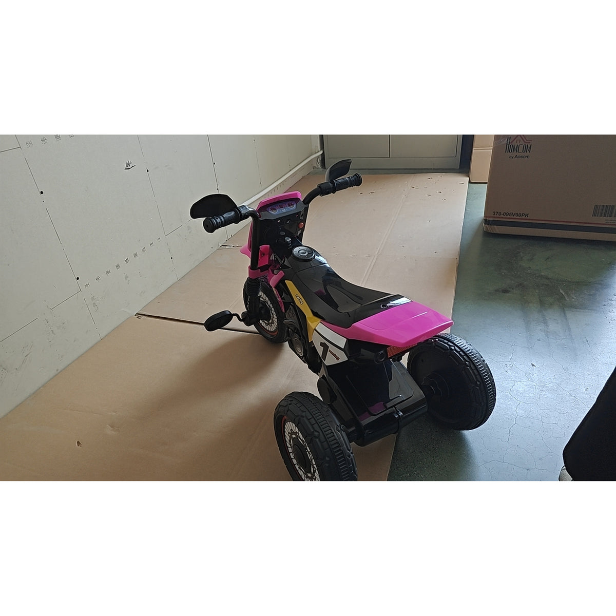 Tricycle Enfants Moto Cross Effets musicaux et Lumineux Coffre Rangement Rose-6