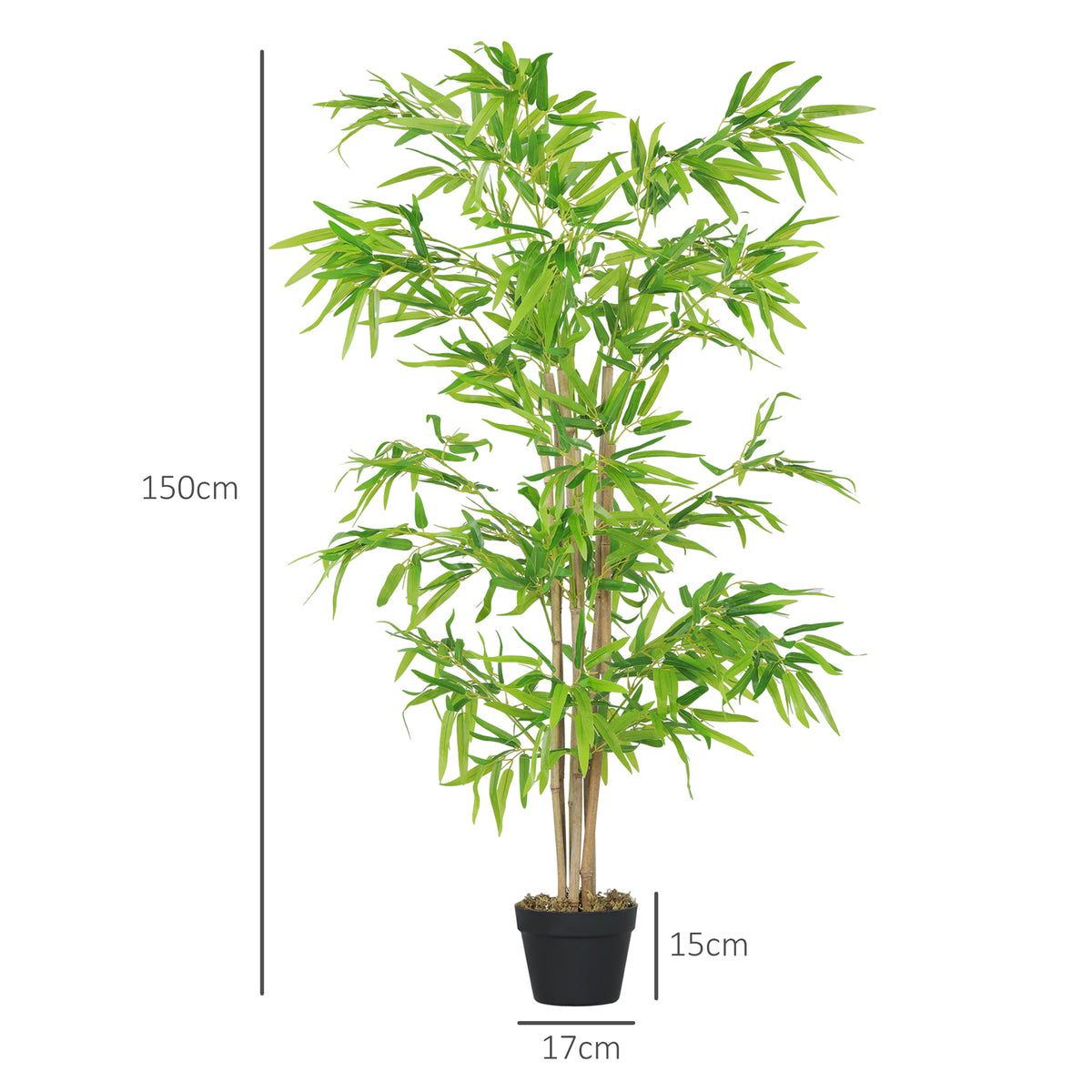 Bambous artificiels 1,20H m réalistes par Bambou avec Vrais Troncs - Pot Inclus Noir Vert-2