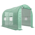 Serre de Jardin Tunnel Surface Sol 6 m² châssis Tubulaire renforcé Porte zippée 4 fenêtres enroulables Vert-0
