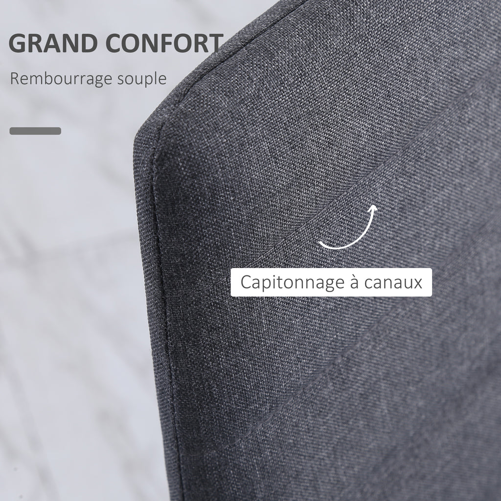 Lot de 4 chaises de salle à manger chaises de cuisine avec dossier haut pieds en métal et tissu en lin 41x50x97cm gris-4