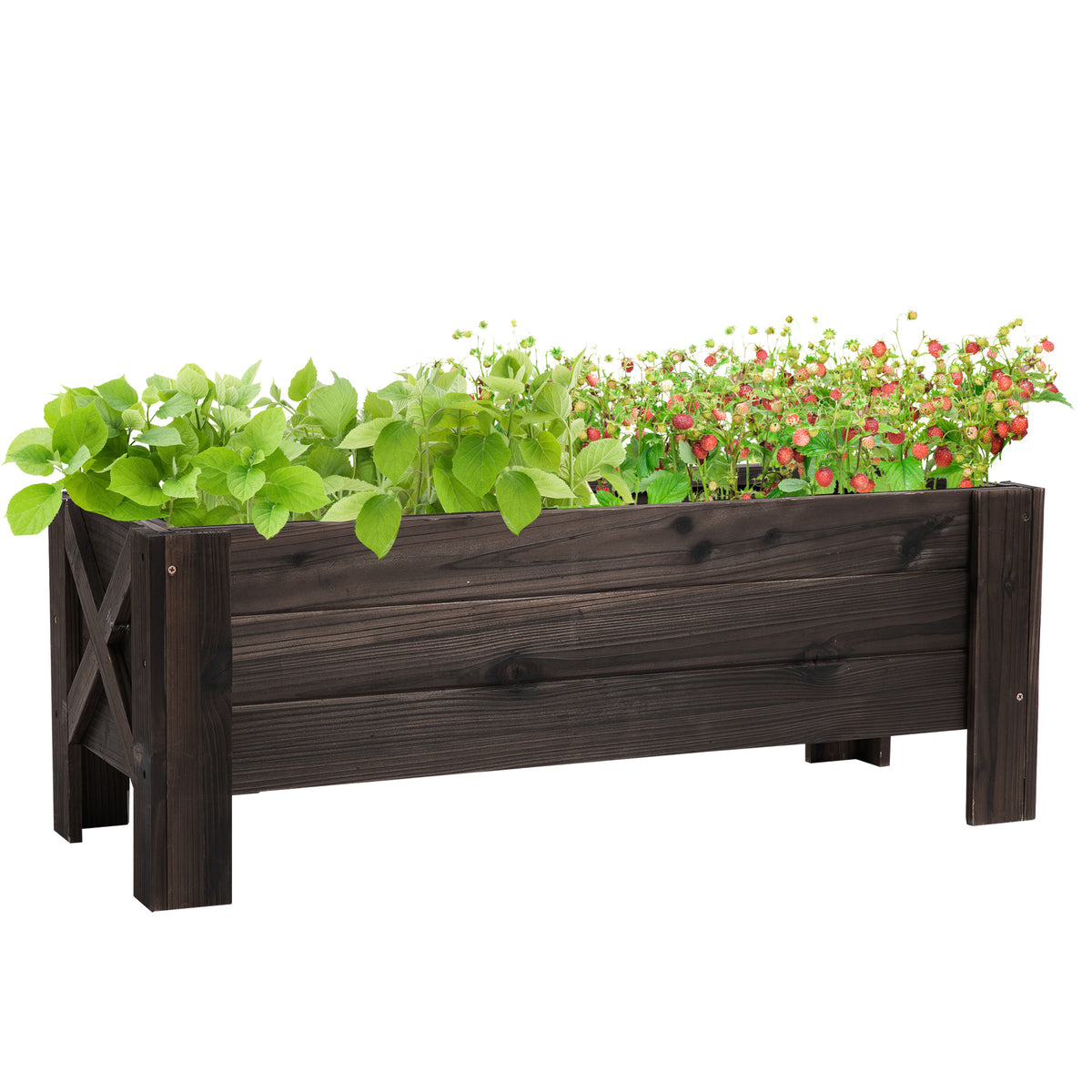 Jardinière sur Pieds bac à Fleurs dim. 100L x 36l x 36H cm Inserts d'irrigation Inclus Bois Massif Sapin traité-9