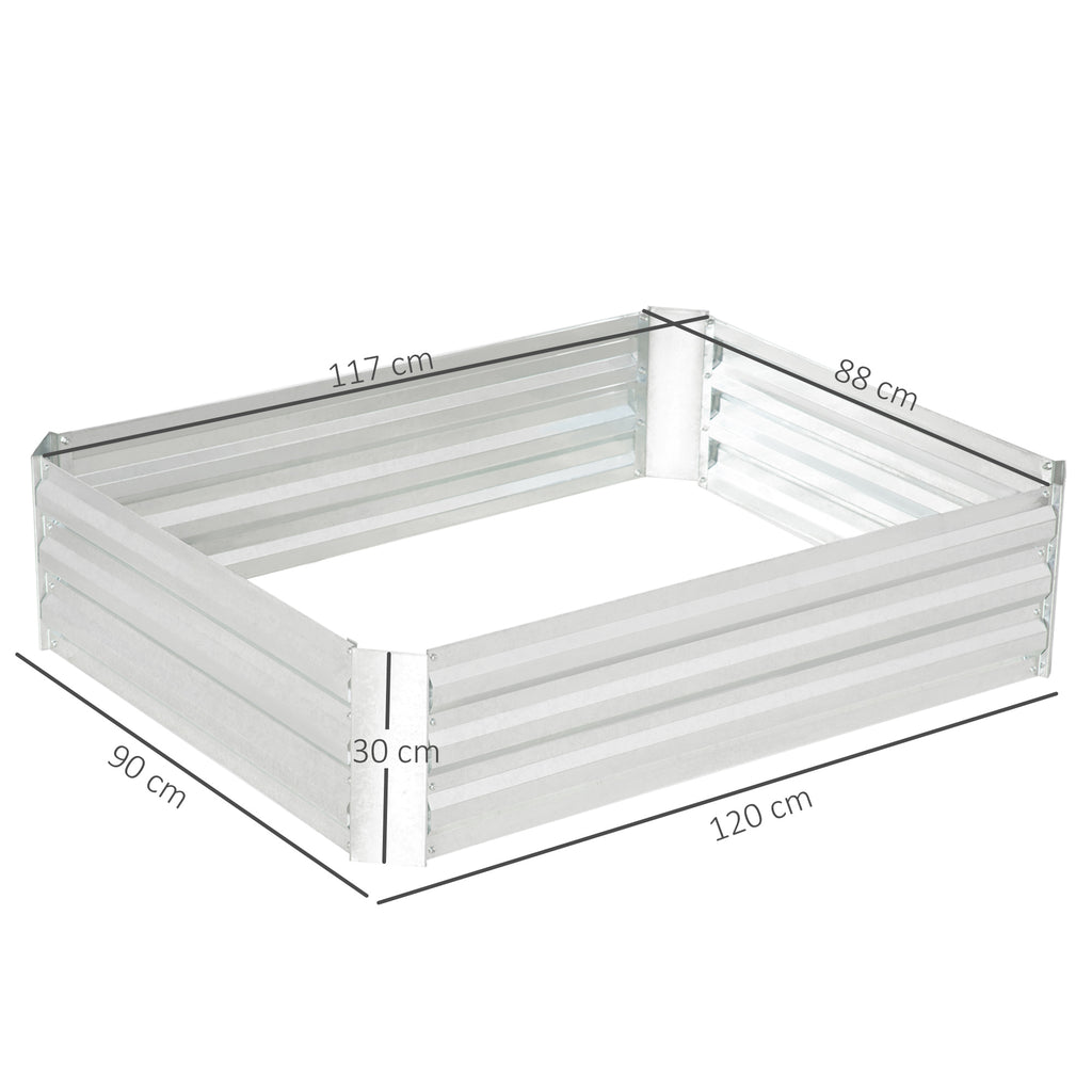 Lit de jardin surélevé carré potager en acier galvanisé protection contre mauvaises herbes 120 x 90 x 30 cm argent-2