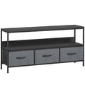 Meuble TV, meuble télé pour téléviseur jusqu'à 55 pouces avec 3 tiroirs et pieds en acier 120 x 29 x 56 cm noir-0
