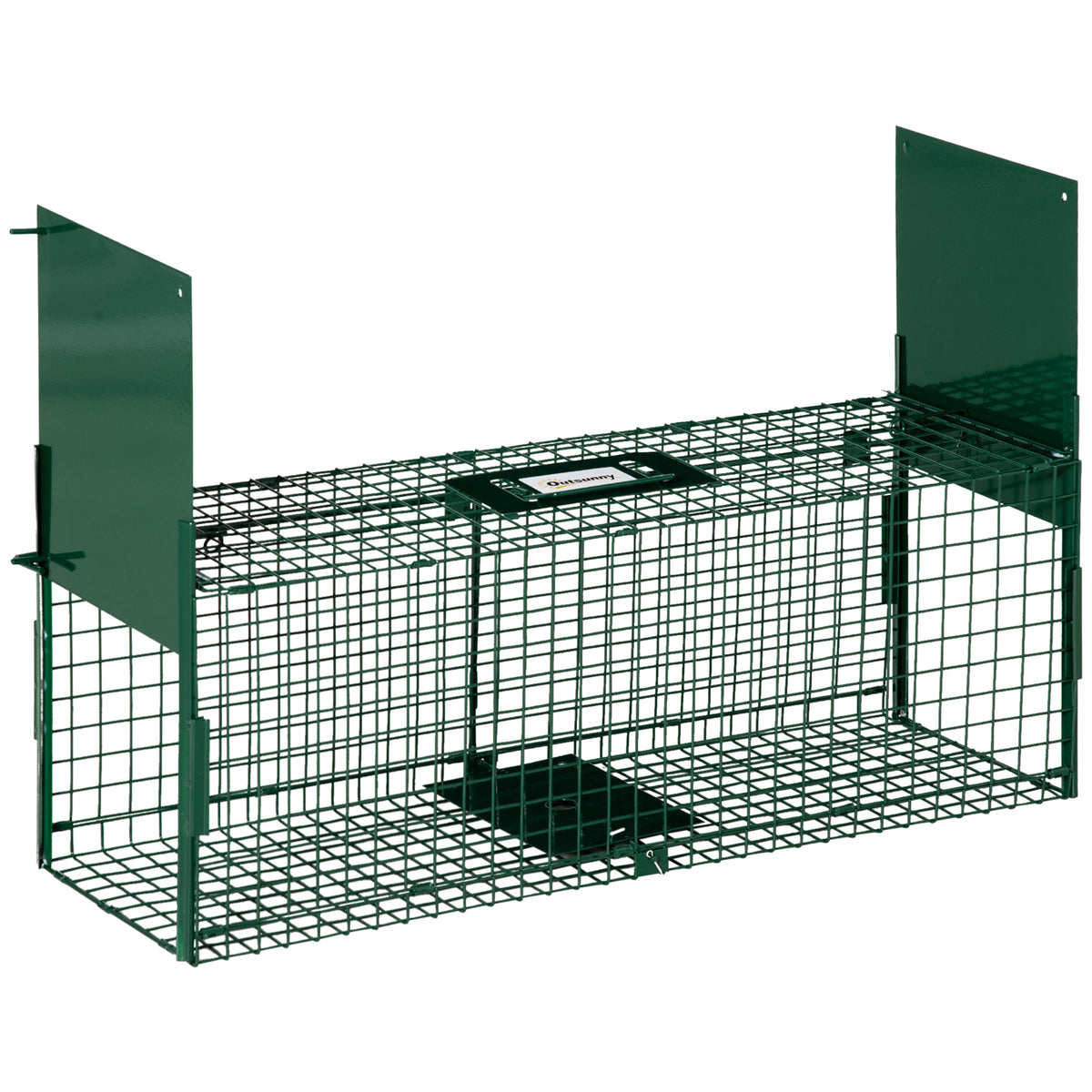 Cage attrape animaux nuisibles acier 2 entrées dim. 80 x 25 x 30 cm vert foncé-0