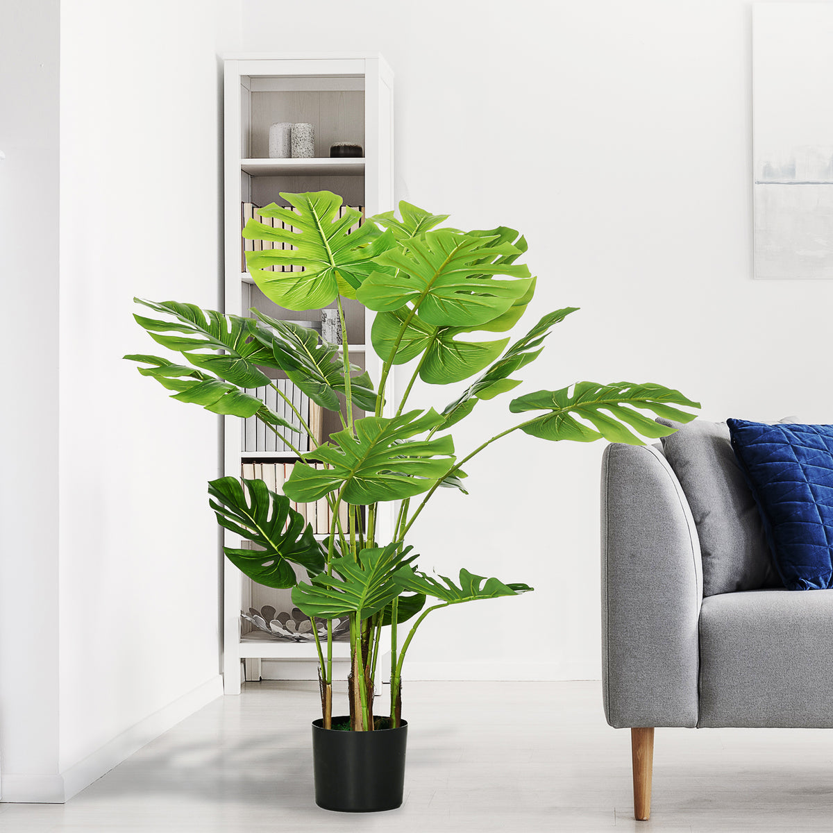 Plante artificielle arbre artificiel monstera deliciosa avec pot inclus hauteur 120 cm intérieure vert-3