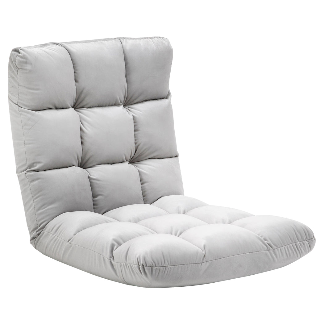 Fauteuil Convertible Fauteuil Paresseux Grand Confort Inclinaison Dossier Multipositions 90°-180° Flanelle Polyester capitonné Gris Clair-0