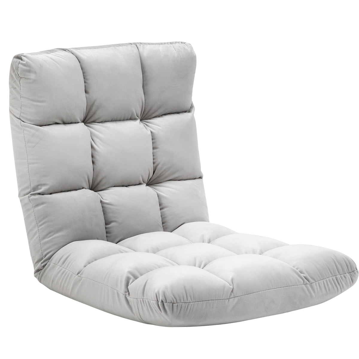 Fauteuil Convertible Fauteuil Paresseux Grand Confort Inclinaison Dossier Multipositions 90°-180° Flanelle Polyester capitonné Gris Clair-0