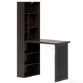Bureau avec rangement pliable murale rabattable avec bibliothèque poste de travail tableau à craie et étagère réglable-0