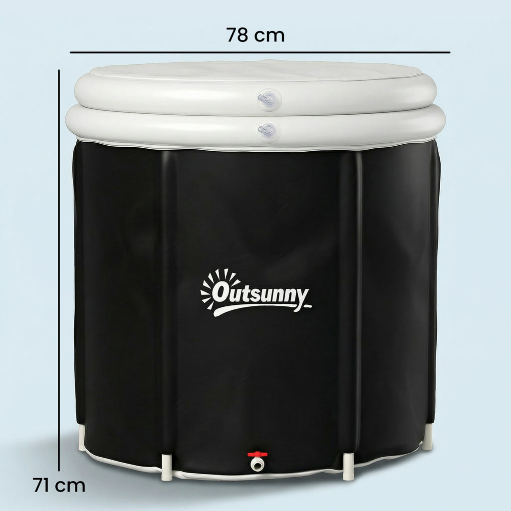Baignoire à Glace Pliable Gonflable 280 L avec Couvercle et Pompe pour Entraînement à l'Eau Froide, 78x78x71 cm, Noir-2