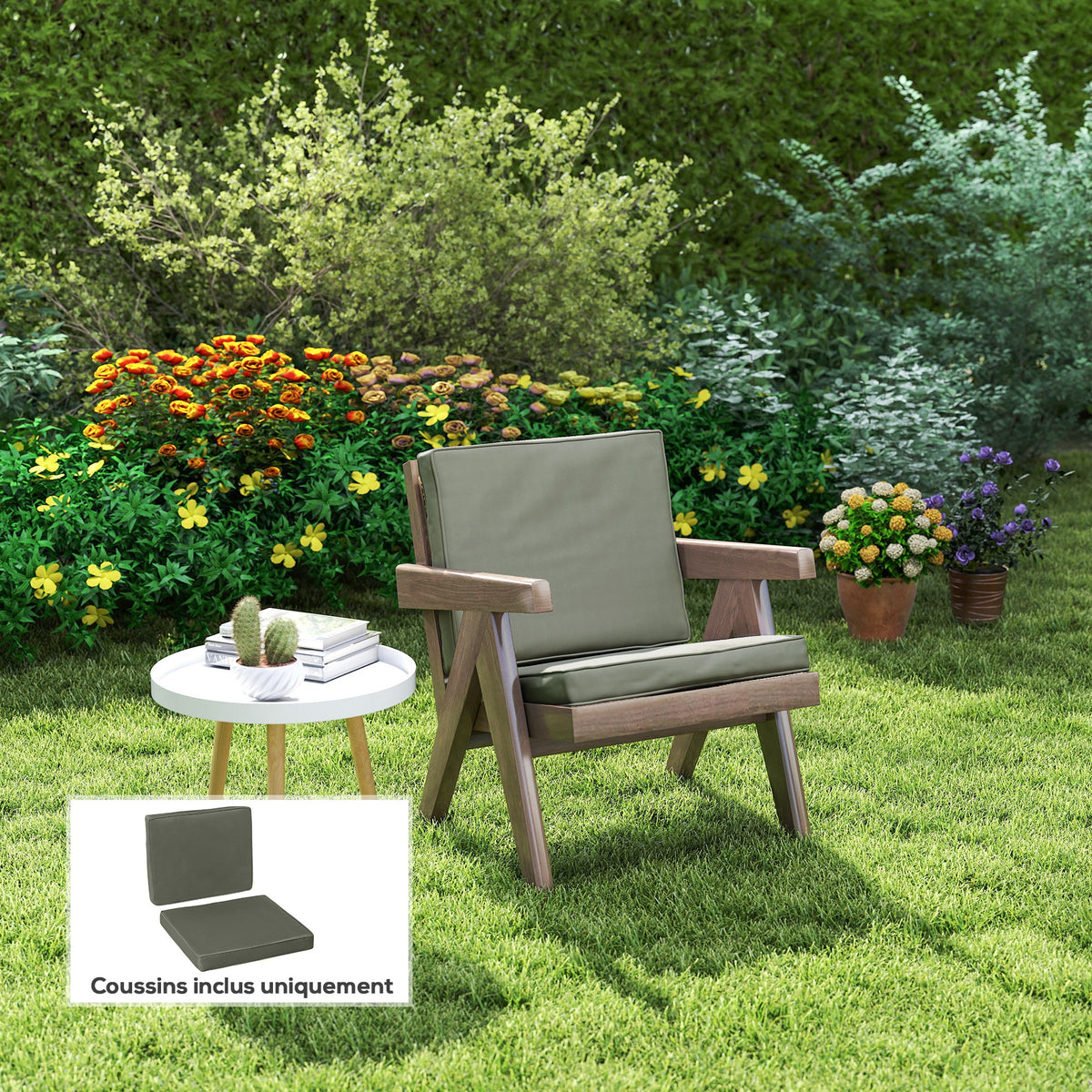 Coussins pour chaise fauteuil de jardin coussins d'assise de dossier déhoussables polyester 56x52/56x46cm gris foncé-1