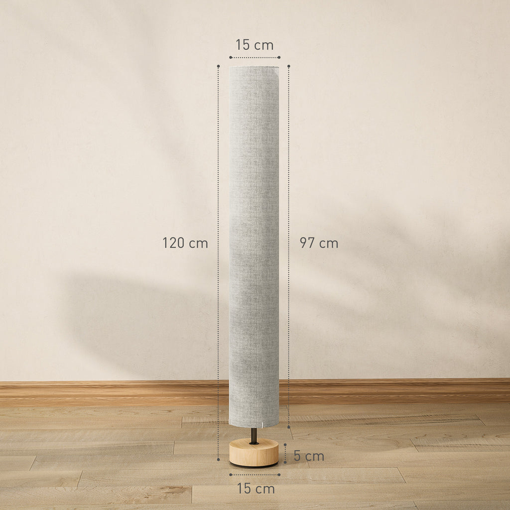 Lampadaire sur pied de salon avec abat-jour en lin, interrupteur à pied, 2 x douille E27, 120 cm, gris-2