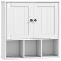 Armoire murale de salle de bain, meuble de rangement avec 2 portes, étagère réglable et compartiments ouverts, blanc-0