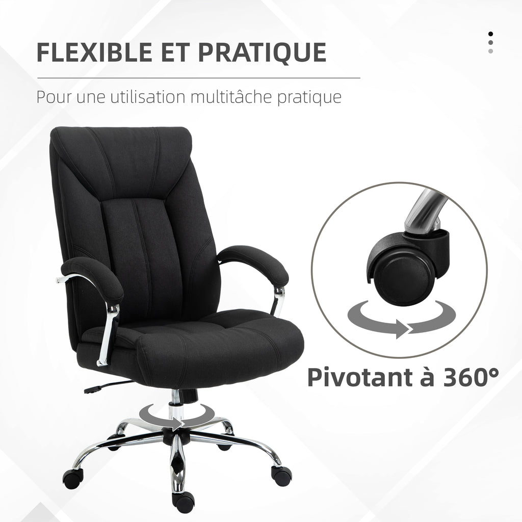 Fauteuil de bureau, chaise de bureau ergonomique, hauteur réglable, dossier haut, fonction de bascule, 65x78x118cm, noir-5