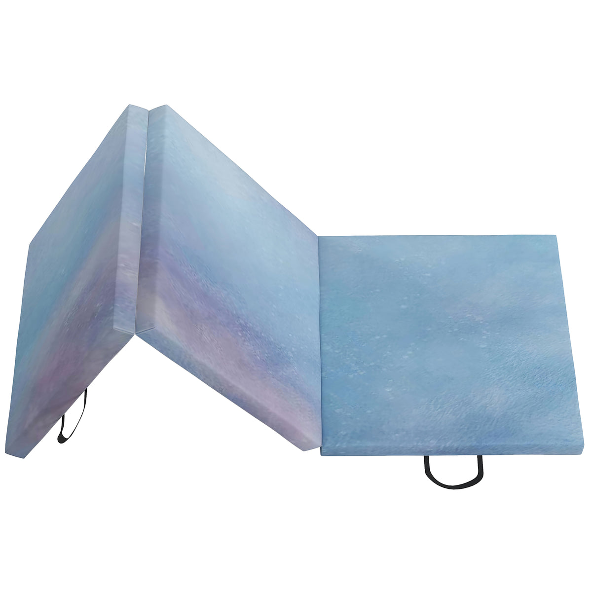 Tapis de gymnastique yoga pilates fitness pliable en 3 panneaux avec poignées revêtement synthétique 180 x 60 x 5cm bleu-7