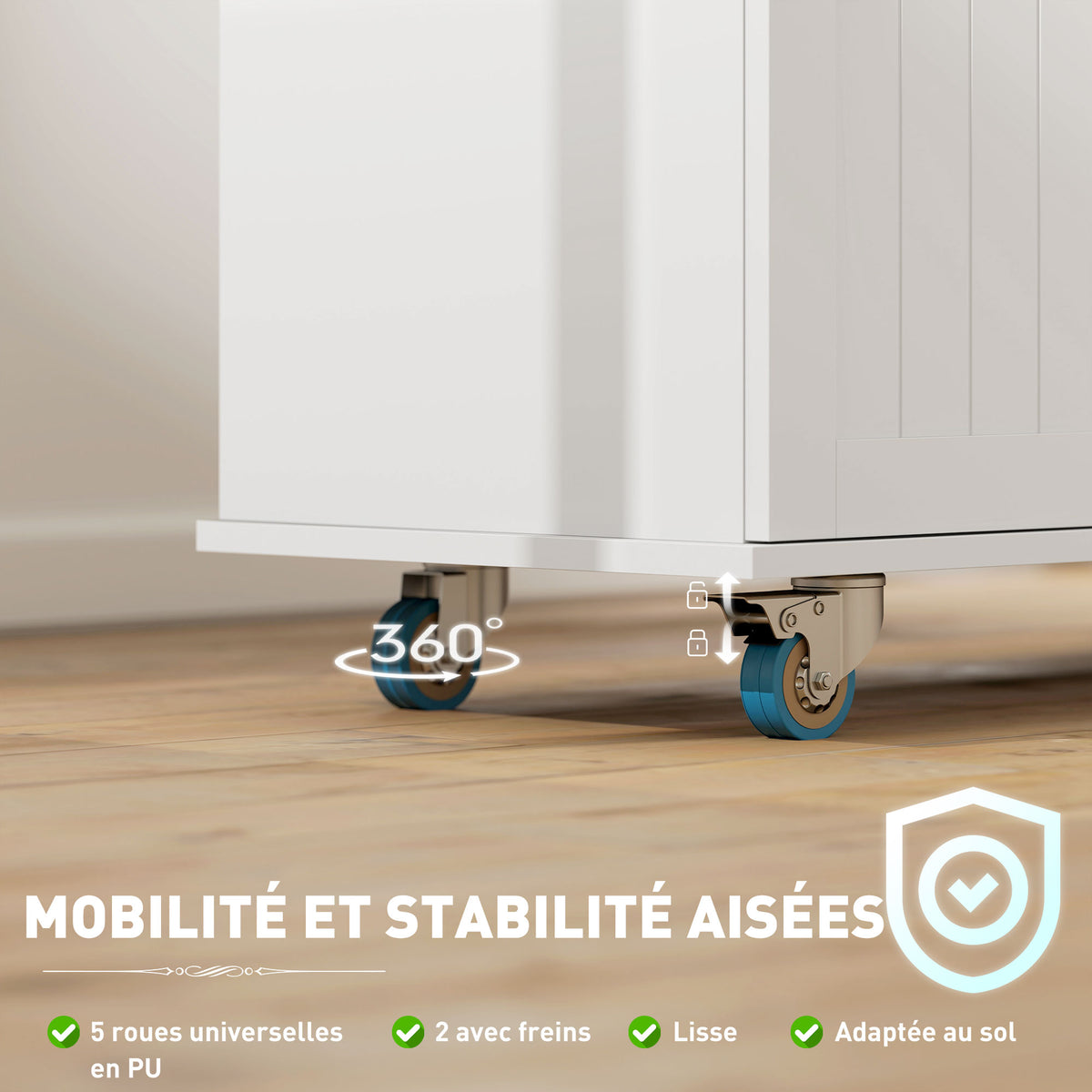 Îlot central cuisine mobile avec prise de courant et port USB, tablette à abattant, étagère réglable blanc-7