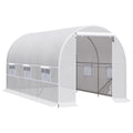 Serre tunnel de jardin 8m², serre de jardin tunnel avec porte et 6 fenêtres, bâche PE 140 g/m² 400 x 200 x 200 cm blanc-0