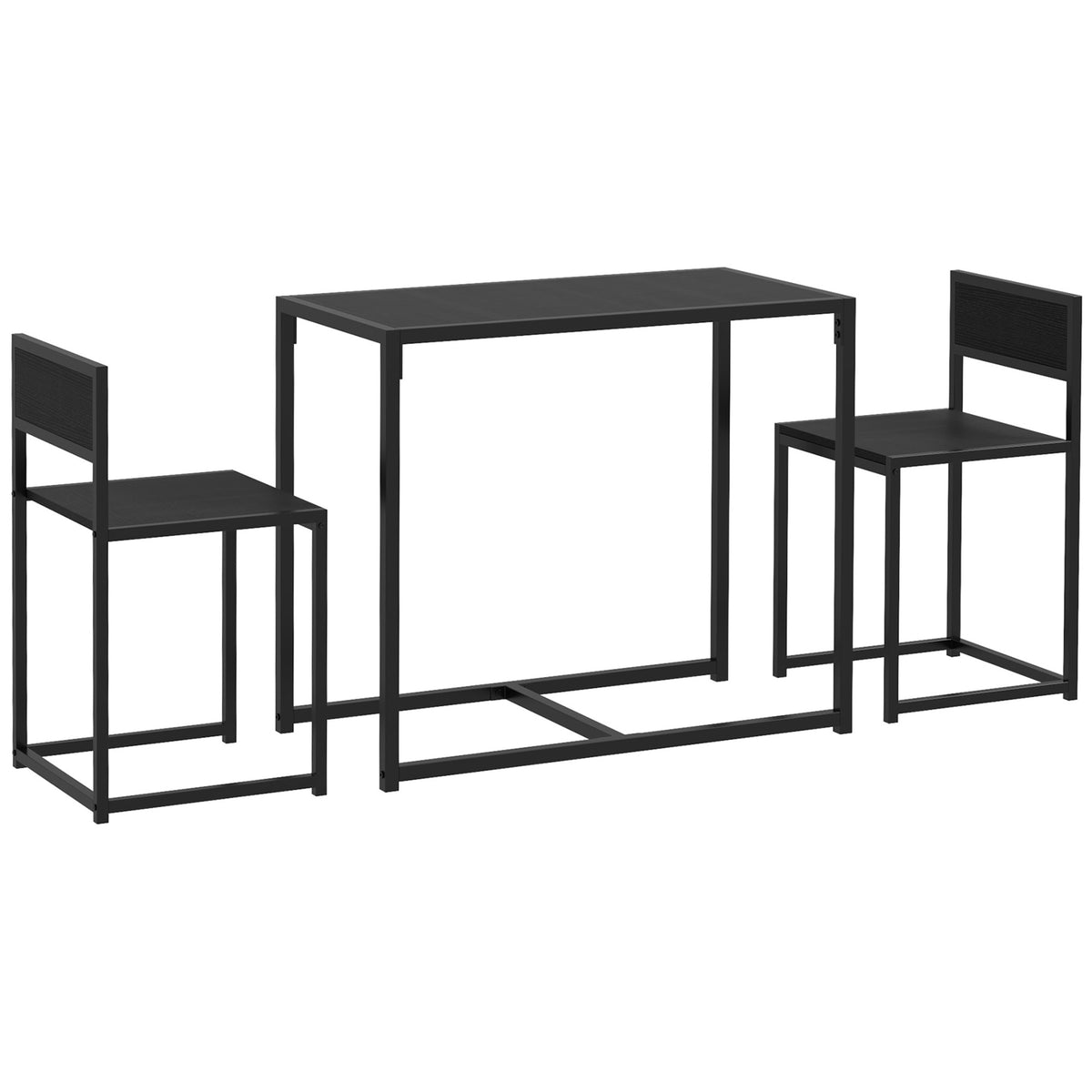 Ensemble table et chaises , table à manger 3 pièces avec 2 chaises encastrables, pour cuisine salon maison, noir-0