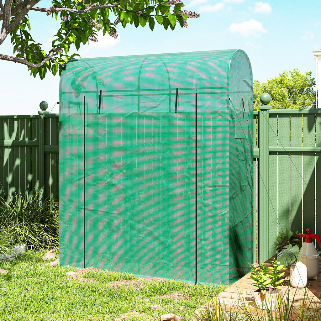 Serre de Jardin, Petite Serre de Balcon en Bâche PE et Châssis Acier, Porte Roulante et Fenêtres 170 x 68 x 200 cm, Vert-8