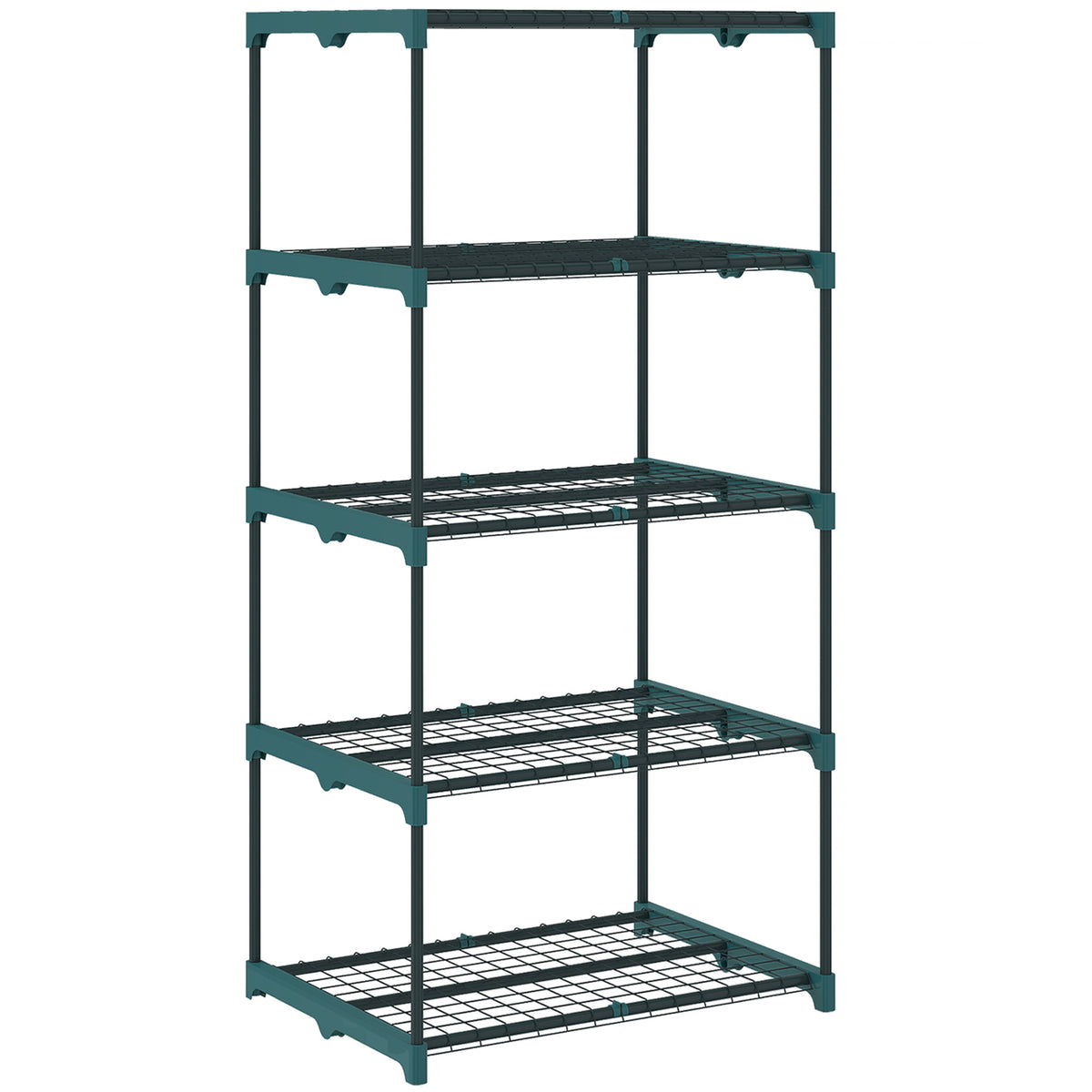 Étagère à fleurs en acier 5 niveaux intérieur et extérieur support de plantes pour jardin balcon salon 67x49x138cm vert-0
