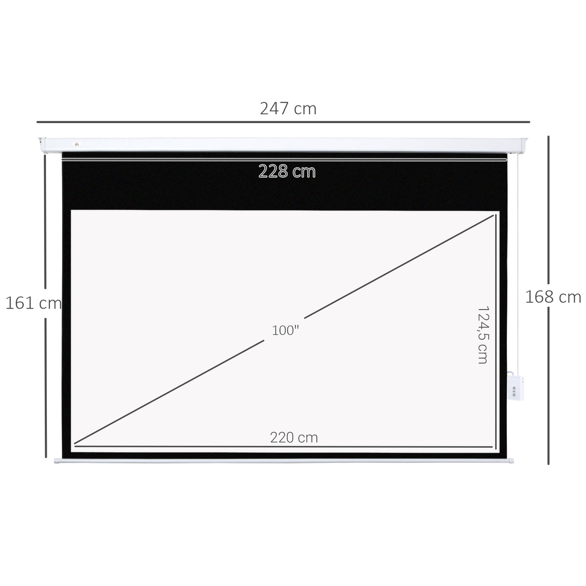 Écran vidéoprojecteur 100 Pouces, 16:9 4K HD écran de projection motorisé et électrique, écran de projection tv et home cinéma, montage mural ou plafond, panneau de commande et télécommande-2