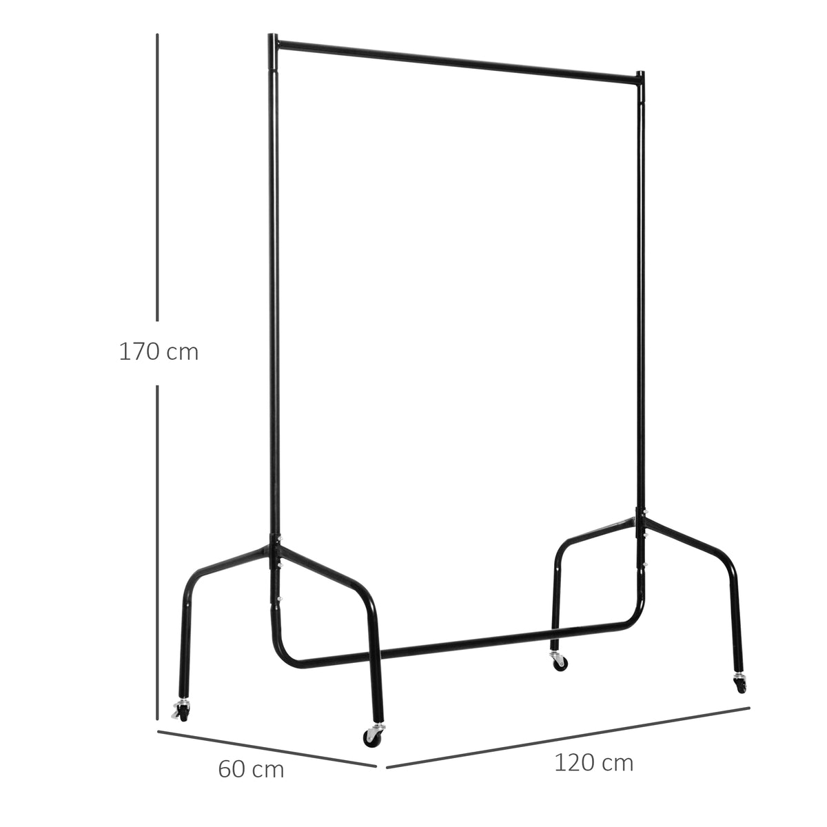 Portant à Vêtements avec Roulettes Tringle a Vêtement solide Charge 140 Kg 150 x 60 x 170 cm Porte-Manteau en acier noir-2