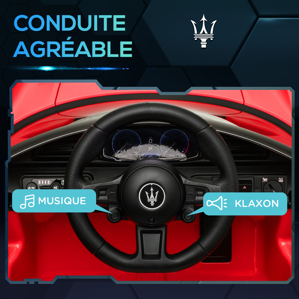 Voiture électrique pour enfants sous licence Maserati MC20 12V, Télécommande, LED, Musique et Klaxon, 3 à 6 Ans, rouge-4