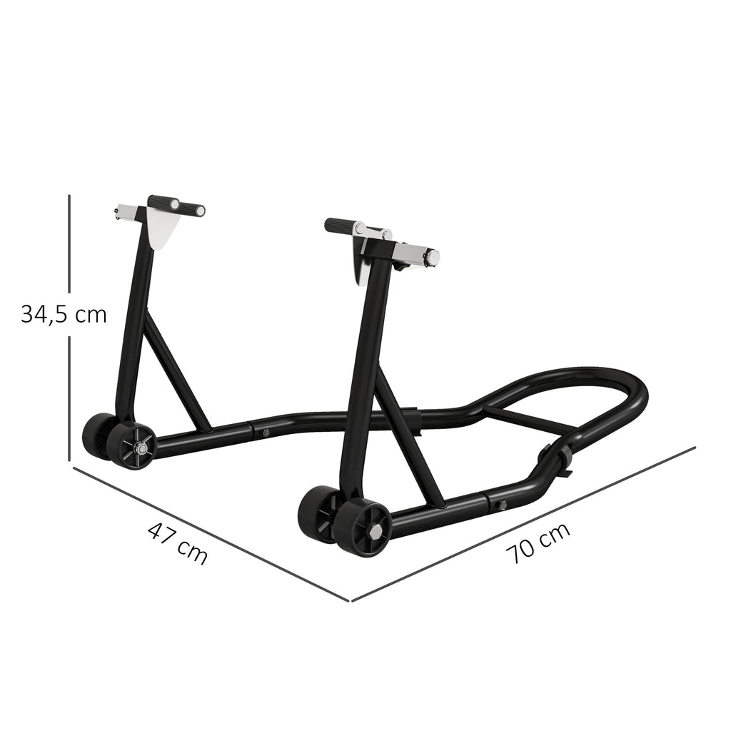Support pour moto, béquille avant pour moto avec goupille réglable et adaptateurs pour bras oscillant, noir-2