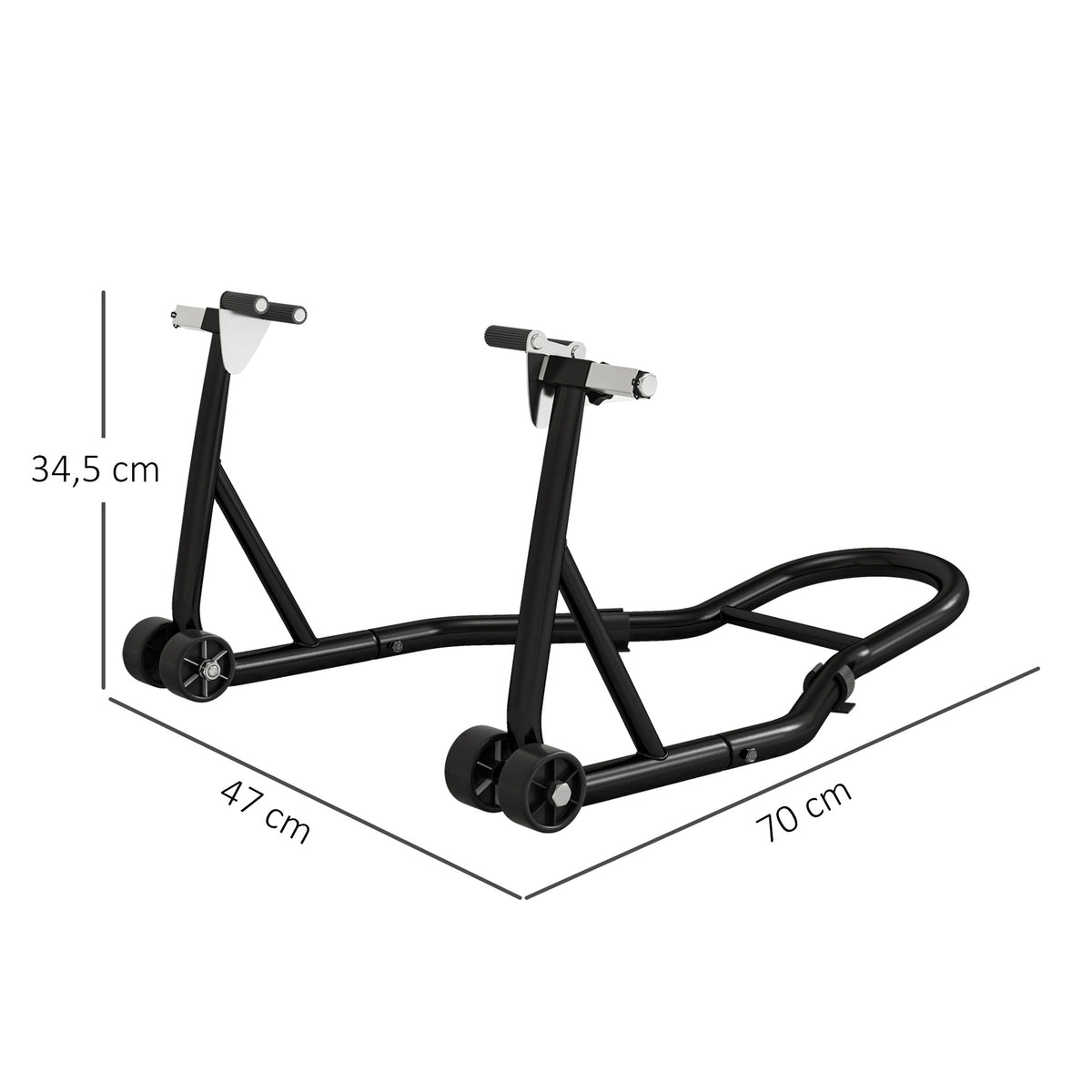 Support pour moto, béquille avant pour moto avec goupille réglable et adaptateurs pour bras oscillant, noir-2